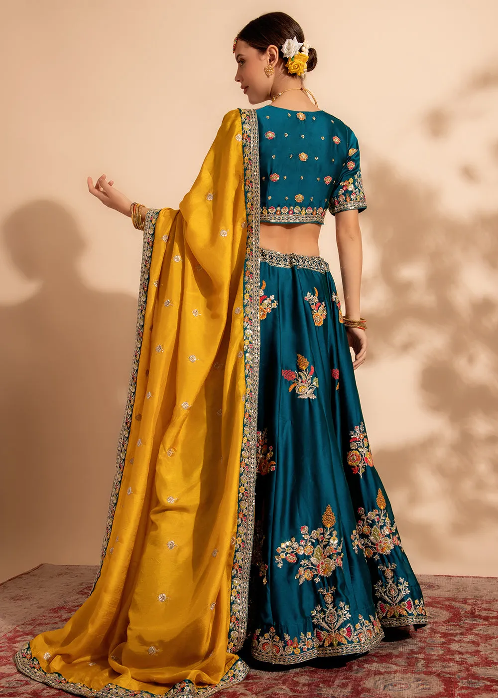 Rama Green Bridesmaid Style Wedding Lehenga Choli
