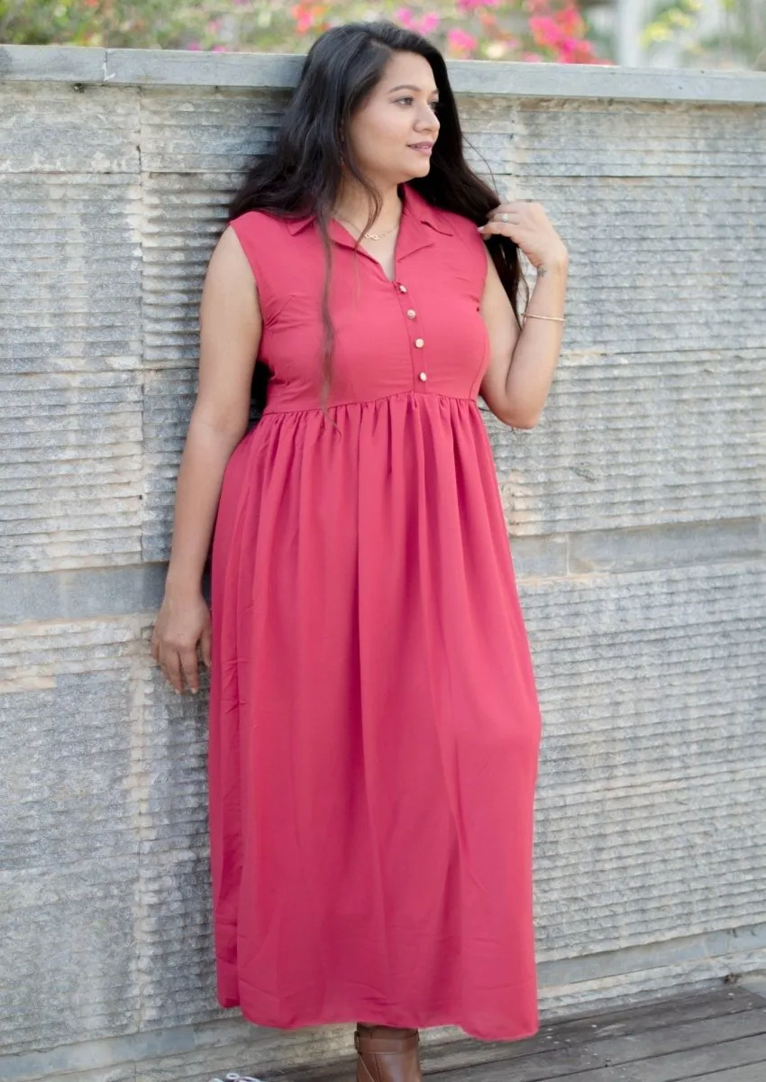 Red Cosmos Maternity and Nursing Dress