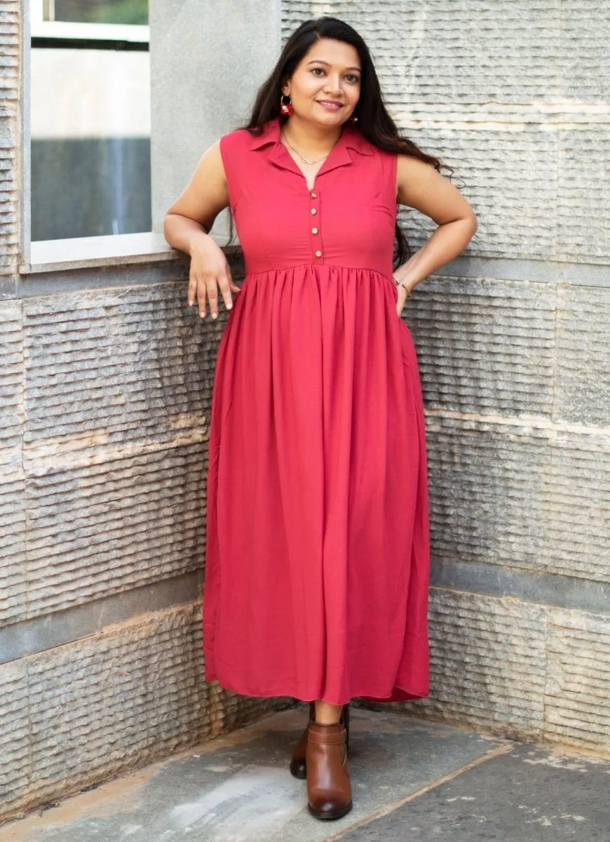 Red Cosmos Maternity and Nursing Dress