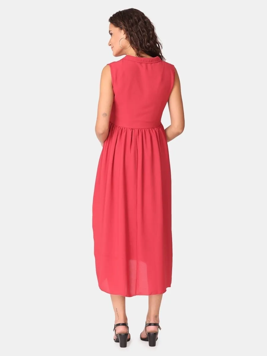 Red Cosmos Maternity and Nursing Dress