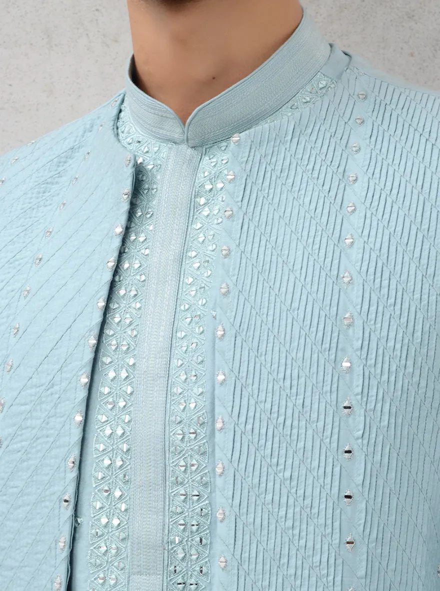 Sea Blue Kurta Set with Koti | TULA