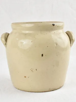 Small earthenware crock pot - green / gray 8"