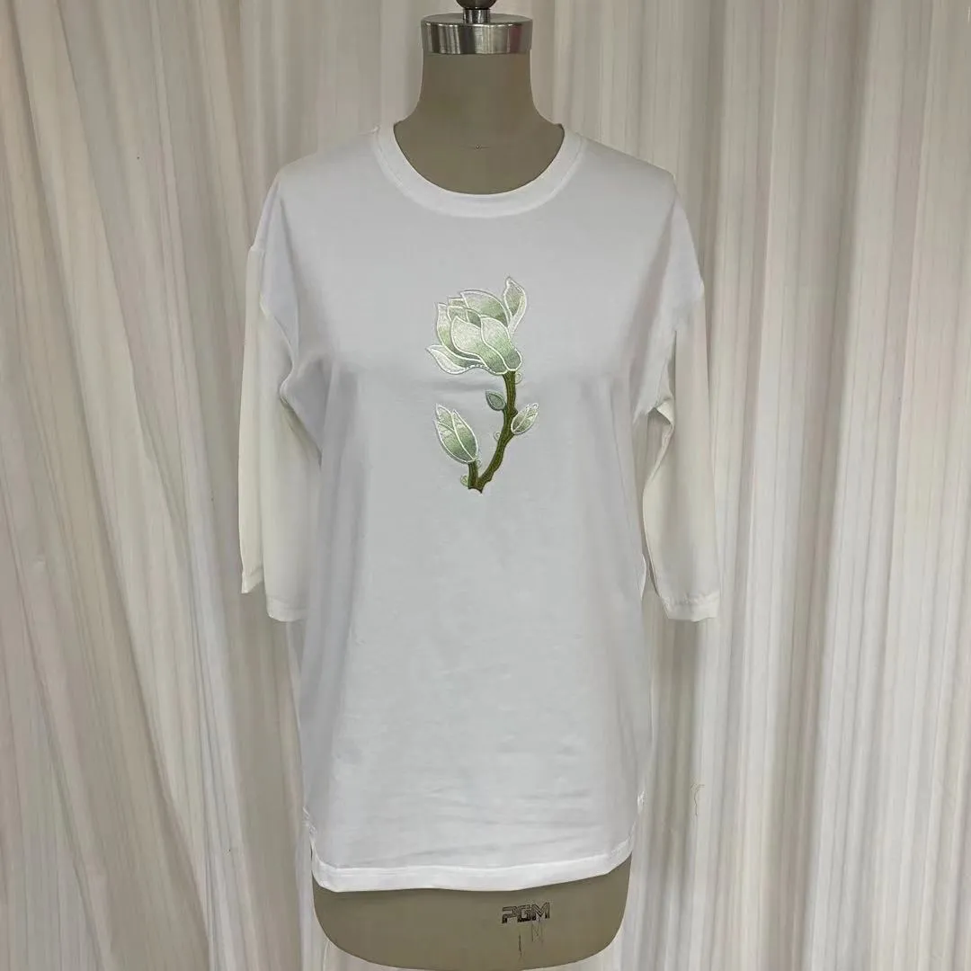 T-shirt #LPRTS2206 - with white magnolia patch