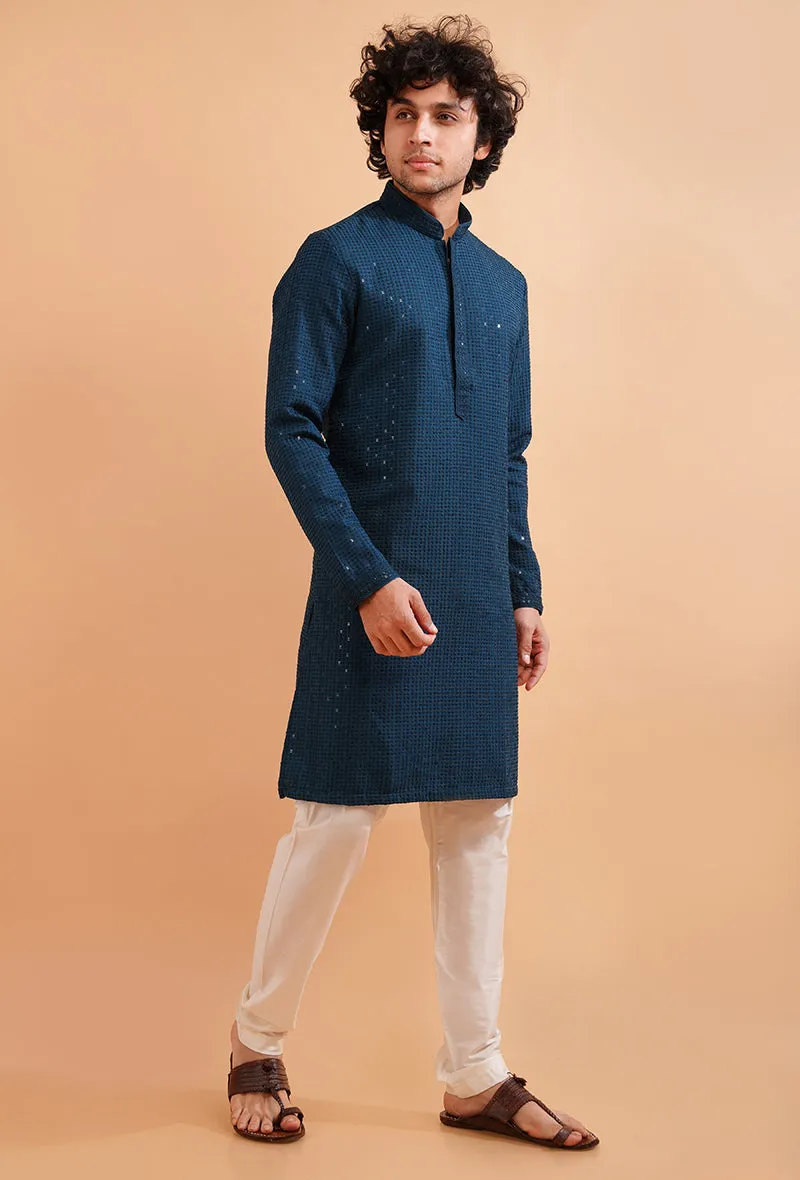 Teal Blue Kurta Pajama | Azania
