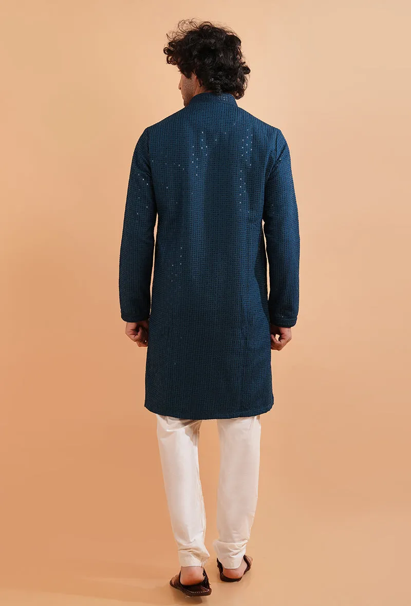 Teal Blue Kurta Pajama | Azania