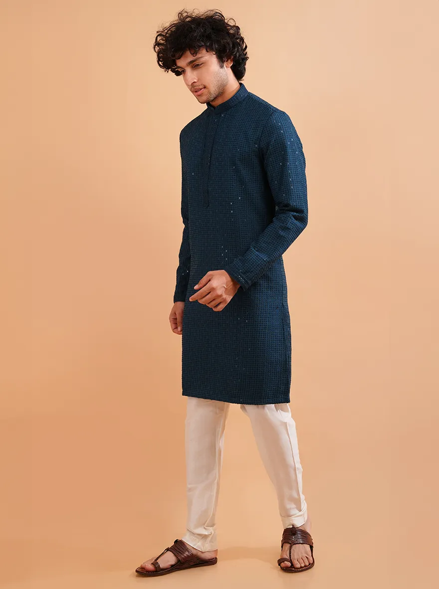 Teal Blue Kurta Pajama | Azania