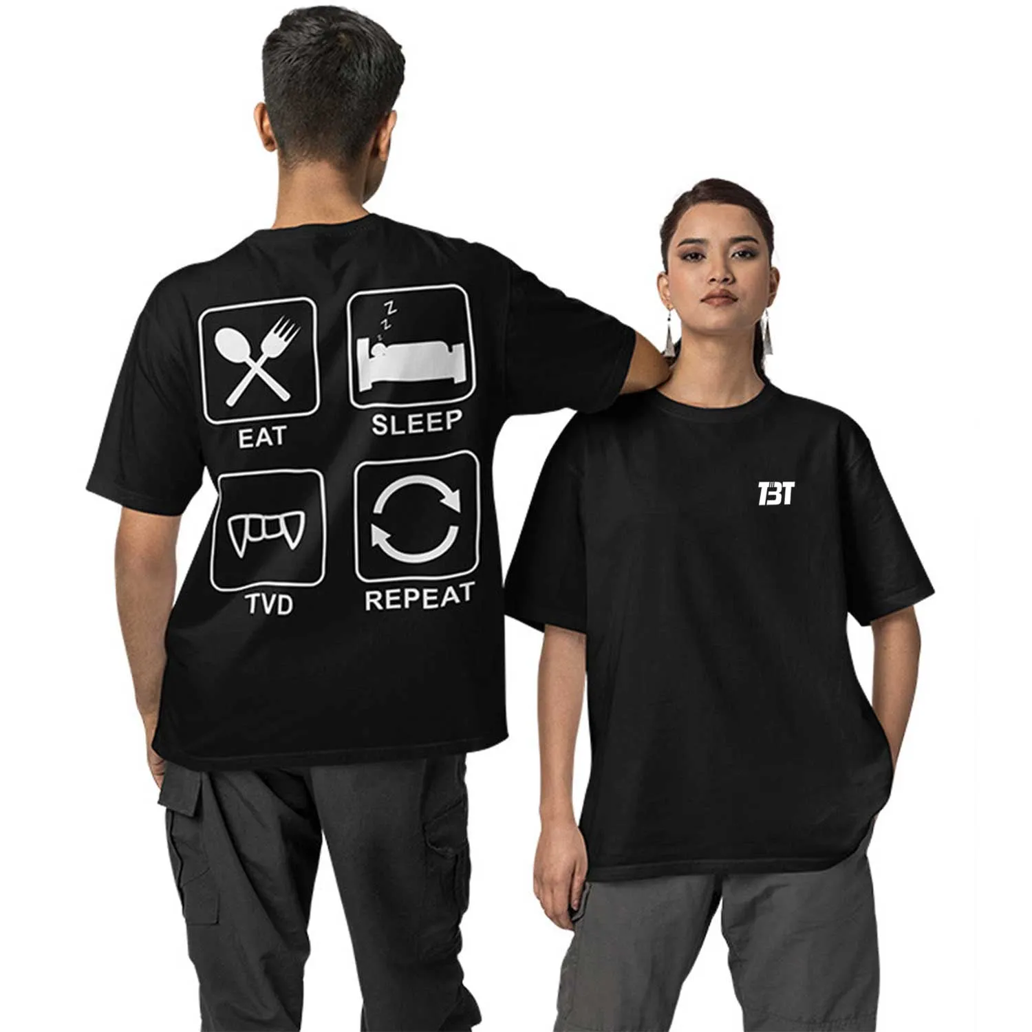 The Vampire Diaries Oversized T shirt - Eat Sleep TVD Repeat