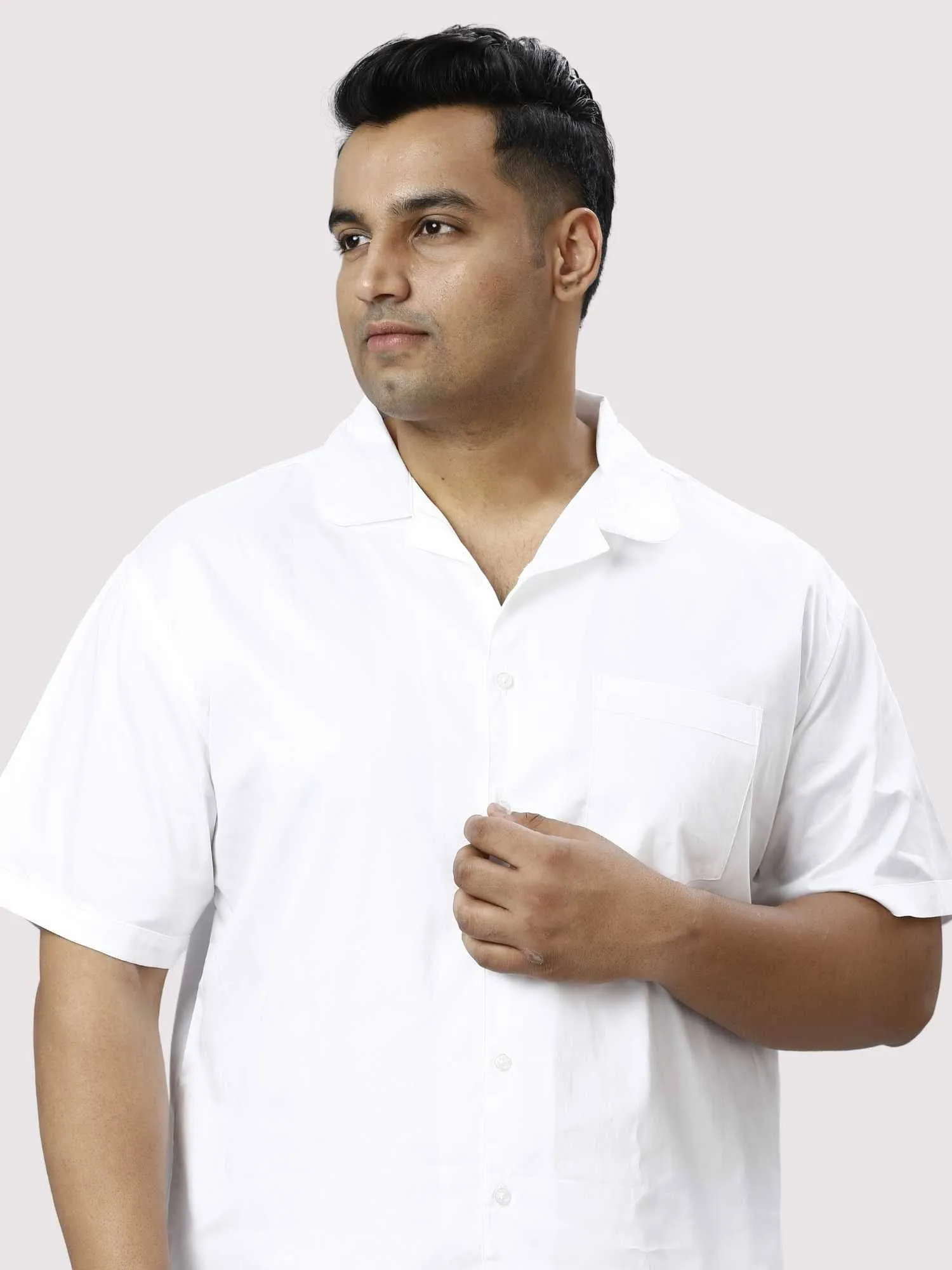 Titan Solid White Half Co-ords Set Men's Plus Size