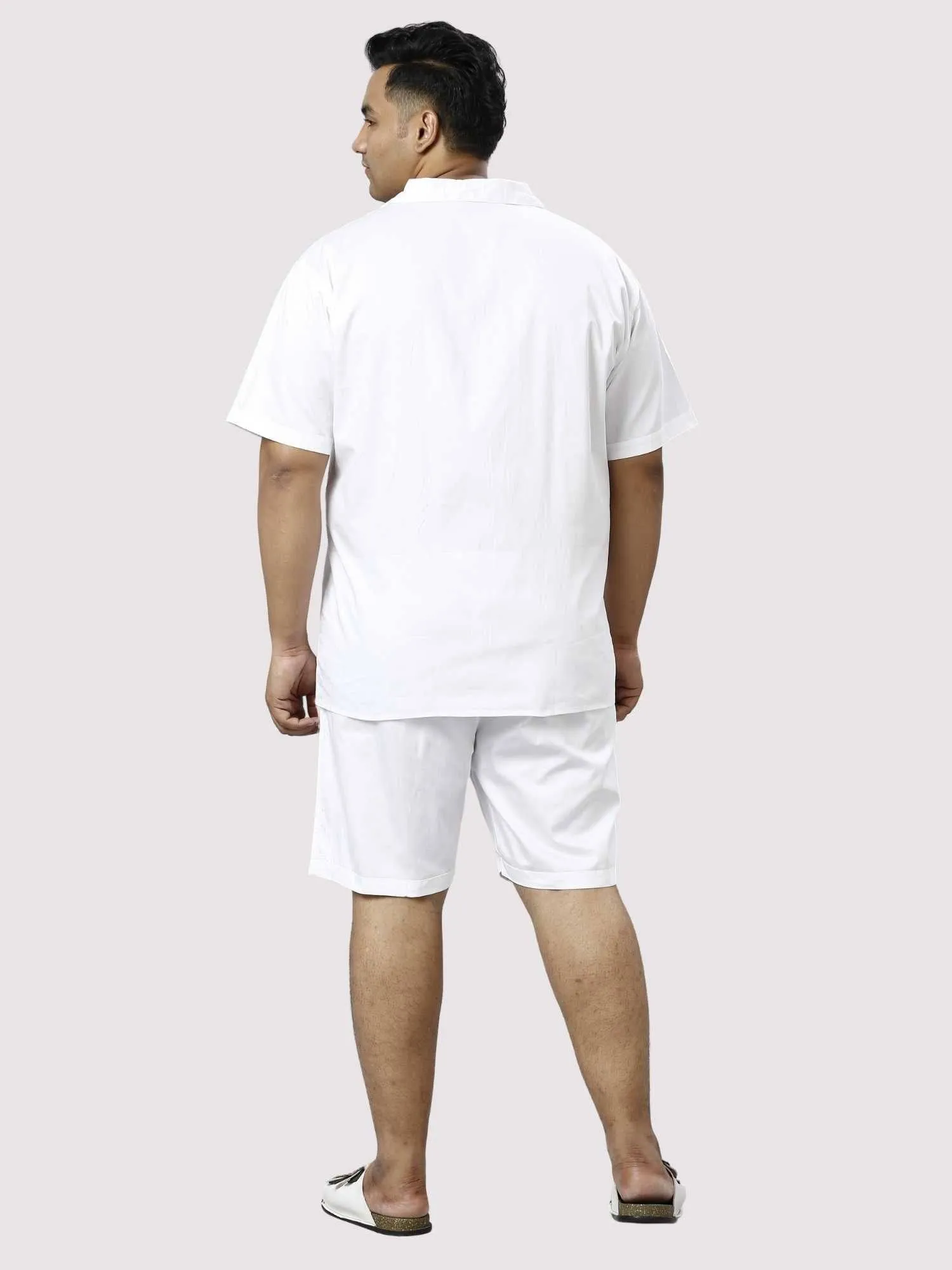 Titan Solid White Half Co-ords Set Men's Plus Size