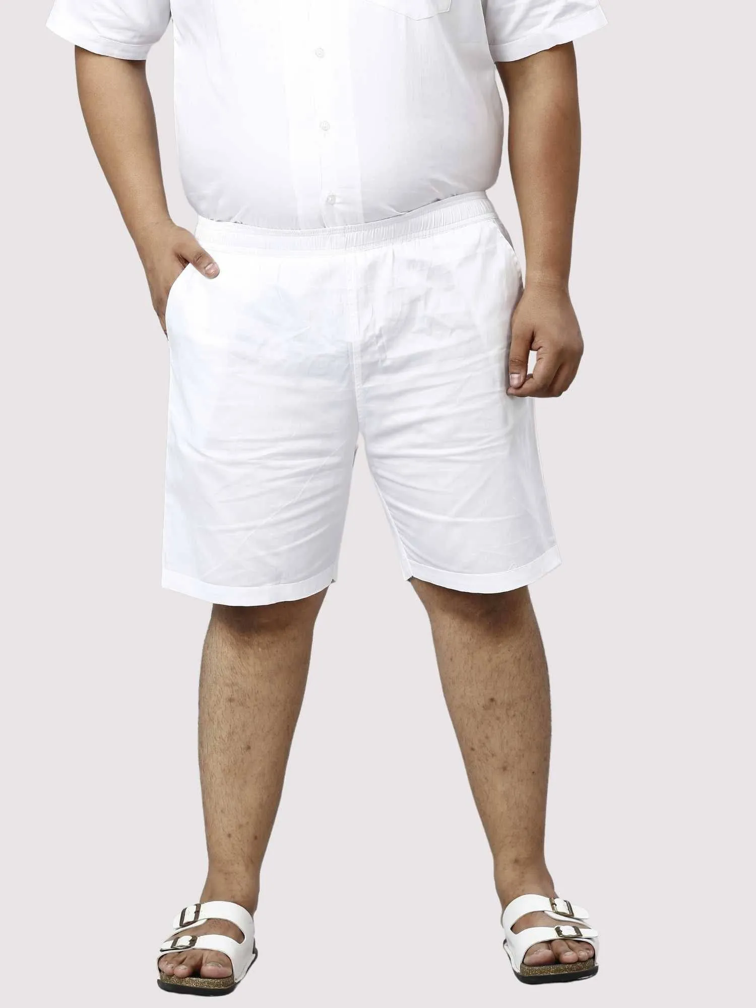 Titan Solid White Half Co-ords Set Men's Plus Size