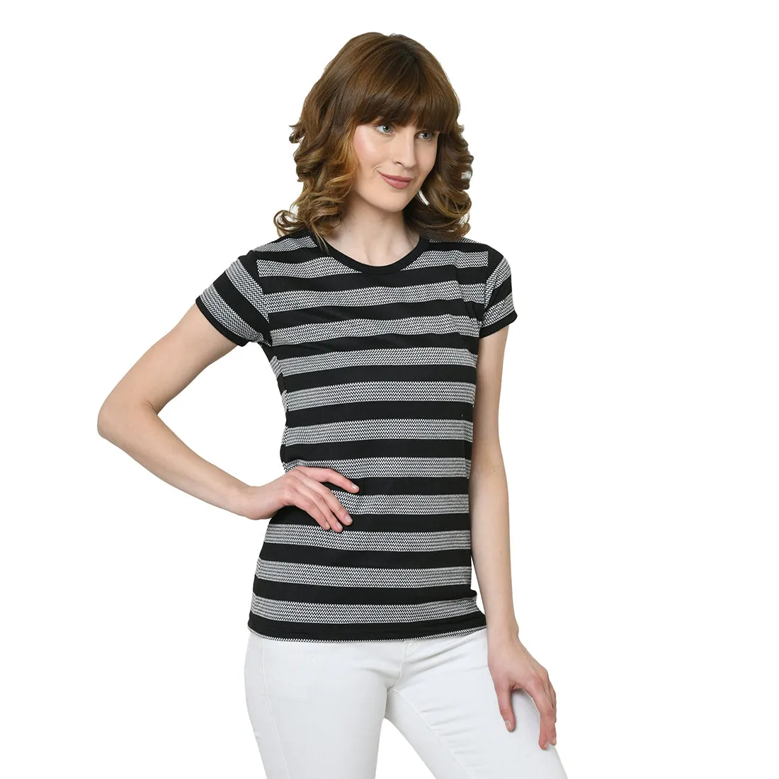 Vimal Jonney Black Half Sleeve T-shirt For Women's