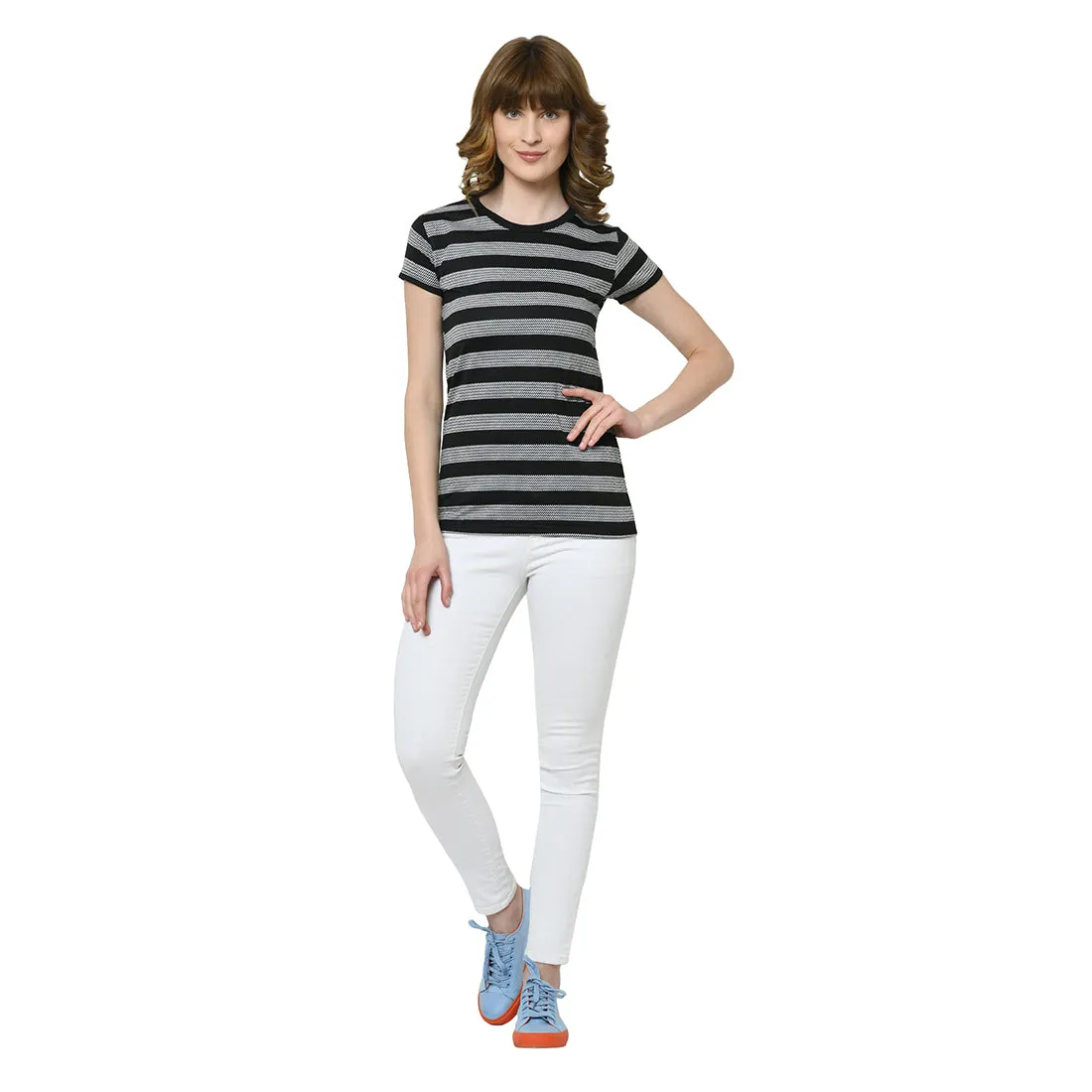 Vimal Jonney Black Half Sleeve T-shirt For Women's