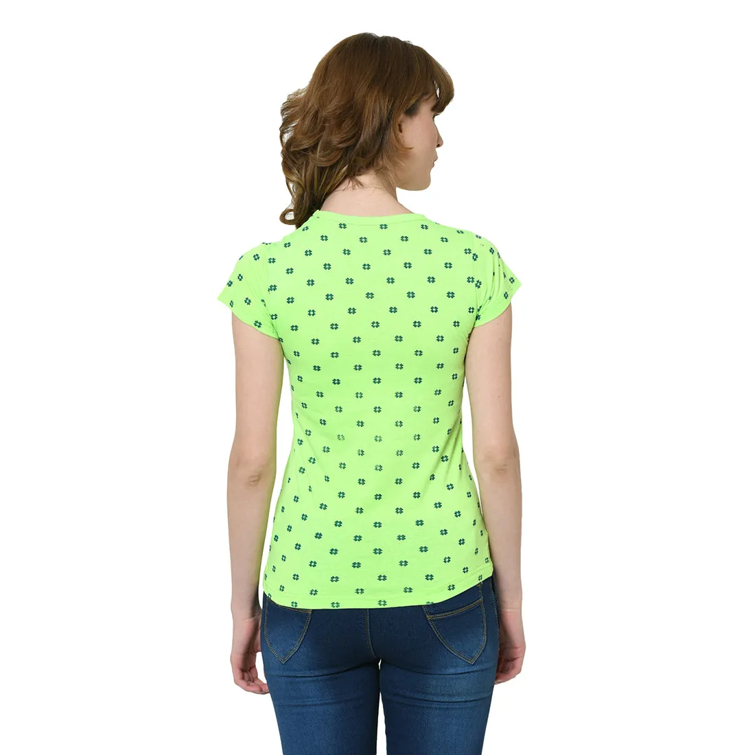 Vimal Jonney Green Half Sleeve T-shirt For Women's