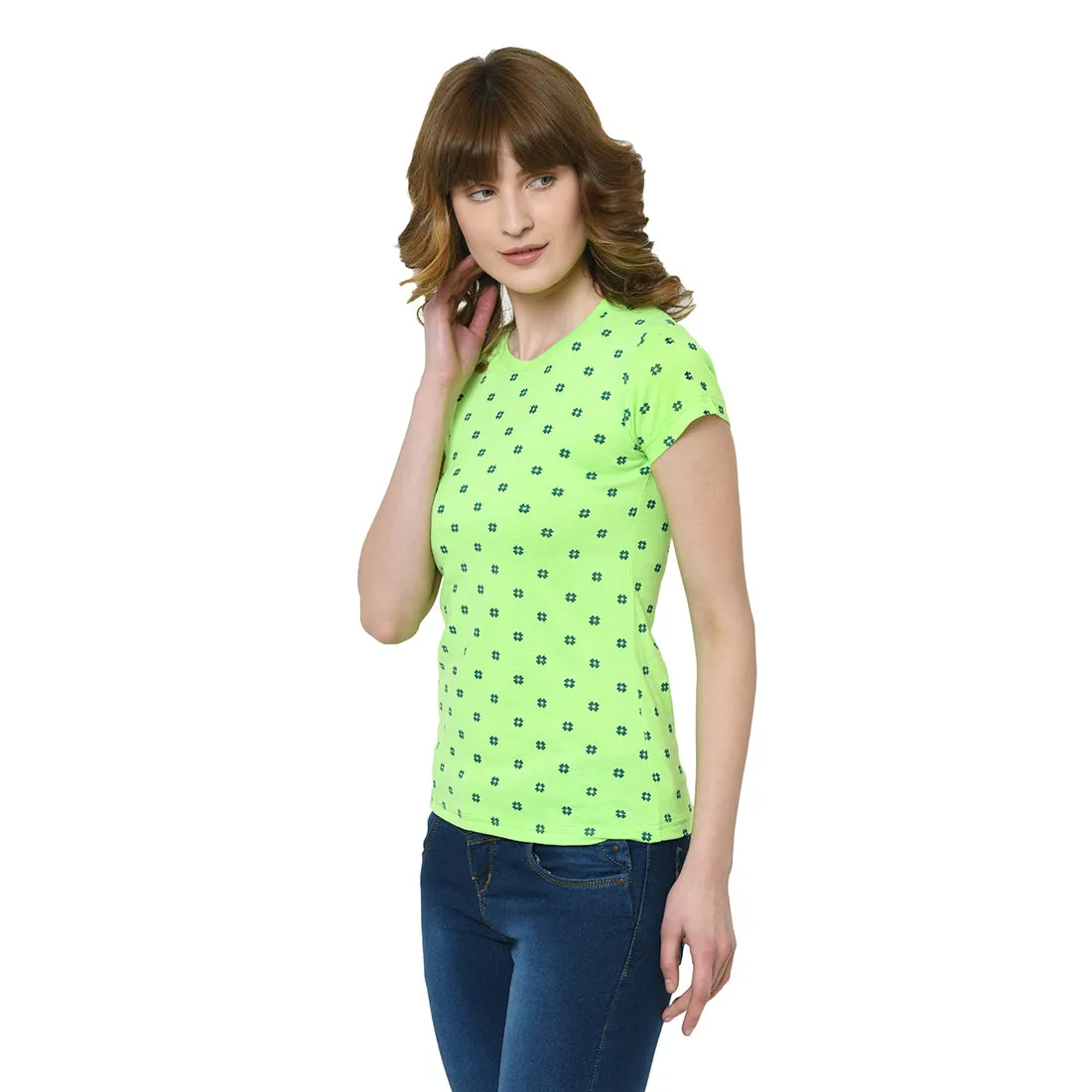 Vimal Jonney Green Half Sleeve T-shirt For Women's