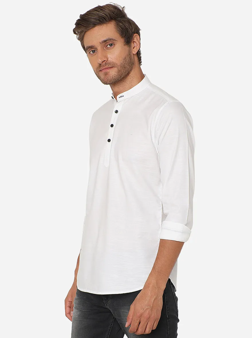 White Solid Slim Fit Semi Casual Shirt | JadeBlue