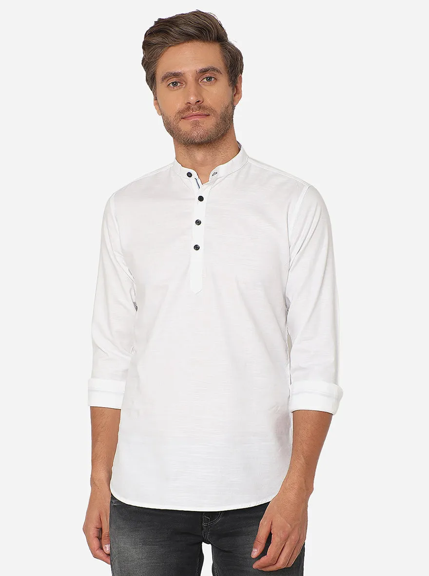 White Solid Slim Fit Semi Casual Shirt | JadeBlue